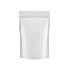A realistic white blank foil pouch packaging. Perfect for product mockups and various food or cosmetic designs isolated on white or transparent background. PNG format.