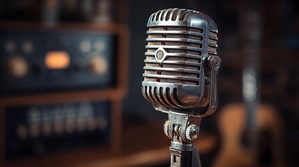 Vintage Retro Microphone Studio Recording .