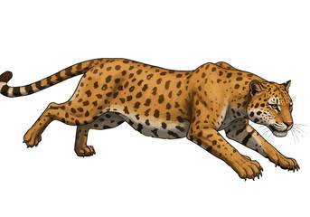 Jaguar illustration, wild big cat artwork, fierce predator drawing, exotic spotted animal sketch, jungle wildlife decor, strong feline nature symbol art