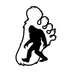Bigfoot footprint, yeti, sasquatch svg cut file. Isolated vector illustration.