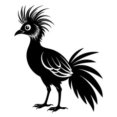 Hoatzin vector clean black silhouette design white background