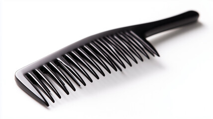 Black hair comb on white background