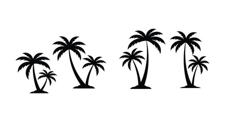 Silhouette of Palm Trees in a Tropical Setting Black and White Illustration