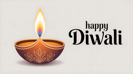 Photo of happy diwali greeting card with traditional oil lamp, perfect for celebrating the festival of lights and sharing the joy of this auspicious occasion