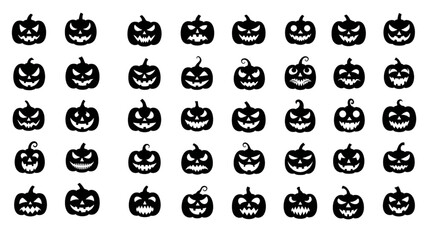 Obraz premium Halloween Pumpkin and Jack O’ Lantern Face Vector Set – Spooky, Fun, and Festive Designs for Holiday Projects 