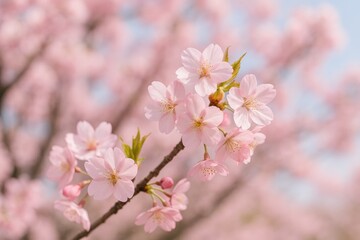 Fototapeta premium Springtime display of a pink flowering cherry tree