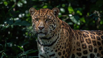 Obraz premium This wild cat displays a coat with pale yellow to tan hues, decorated with spots that shift into rosettes on its sides