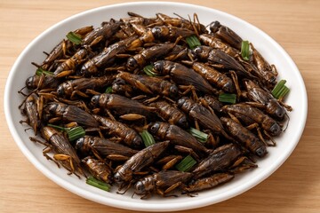 Obraz premium Discover the exotic fried insect cuisine from Asia