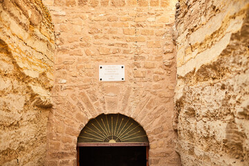 The entrance sign of the famous serapeum in Saqqara written in French, Egypt