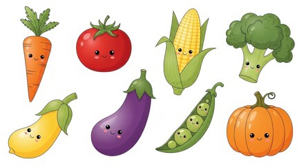 Fototapeta premium Cheerful vegetables cartoon characters creating vibrant and educational imagery