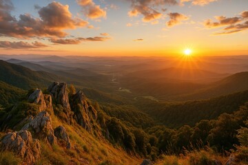 Fototapeta premium Breathtaking landscape captured from a mountain peak