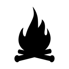A Simple Bonfire Icon on White Background with Black Silhouette Image