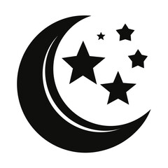 Islamic Stars & Crescent vector clean black silhouette design white background