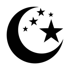 Islamic Stars & Crescent vector clean black silhouette design white background
