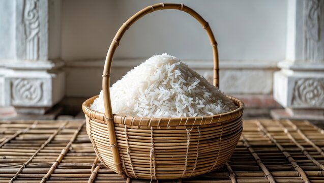 Handcrafted Bamboo Rice Basket for Filling Sticky Rice