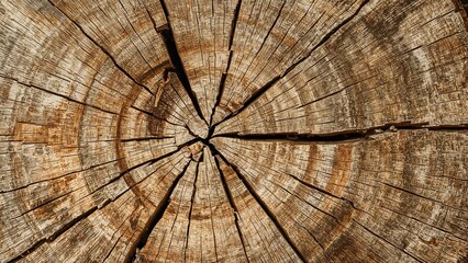 Fototapeta premium Inner wood grain of a felled tree revealed