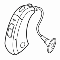 Hearing aid device for ear sound technology assistive medical equipment health care isolated on white background communication solution