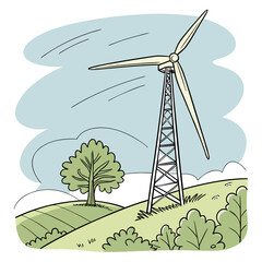 Renewable energy wind turbine vector illustration