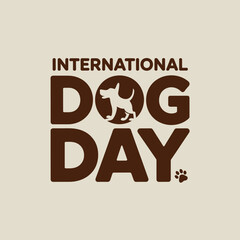 International Dog Day Celebration with Dog Silhouette and Text
