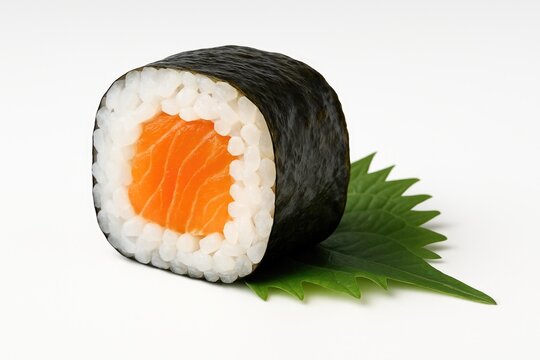 Appetizing Maki Sushi Piece Against a White Surface