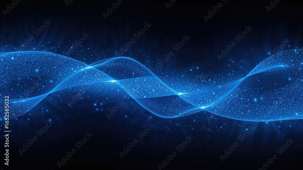 Poster seamless loop of blue digital streams with radiant power textures