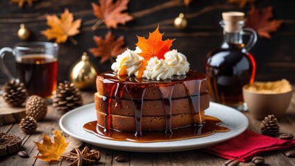 Sweetened bread topped with rich maple syrup