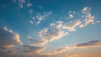 Fototapeta premium Twilight sky setting with blue clouds, nature-themed background for banners and covers, high-quality illustration