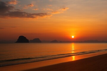 Fototapeta premium Dusk viewpoint with atmospheric perspective over a tropical region