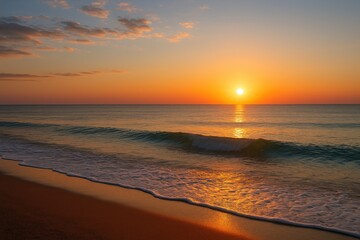 Obraz premium Dawn breaking along the coastal waters