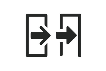 Login and logout icon symbol. Sign in, sign out pictogram collection. Enter and exit arrow sign. Entrance, access, door symbol. Website ui element. Vector illustration.