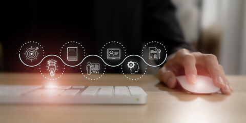 AI powered personalized E-Learning concept. Digital transformation of education through...