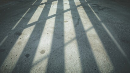 Fototapeta premium Striped shadow patterns on concrete enhanced by filtering