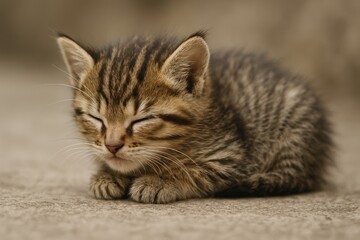 Naklejka premium Small cat wandering freely