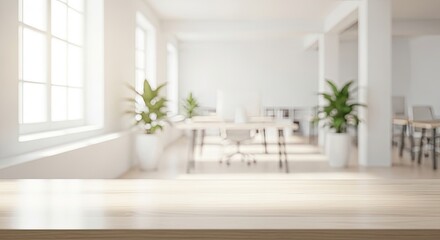 Bright, minimalist office blur with soft natural light. Clean backdrop for product mockups & digital overlays.