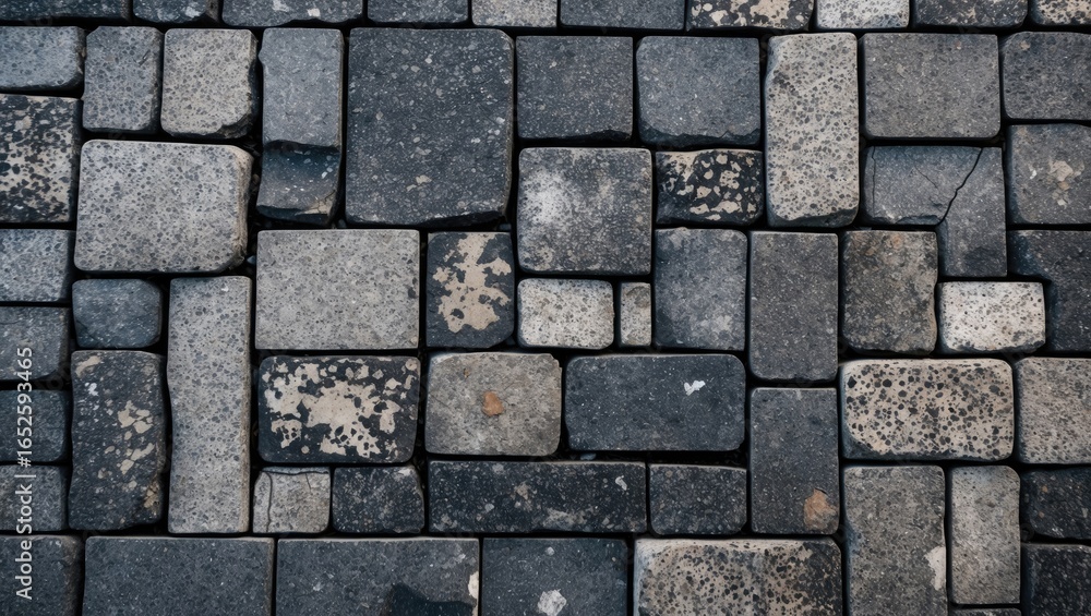 Poster sidewalk surface with stone tiles creating an abstract textured backdrop