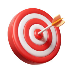 3d dartboard with arrow hit isolated on transparent background