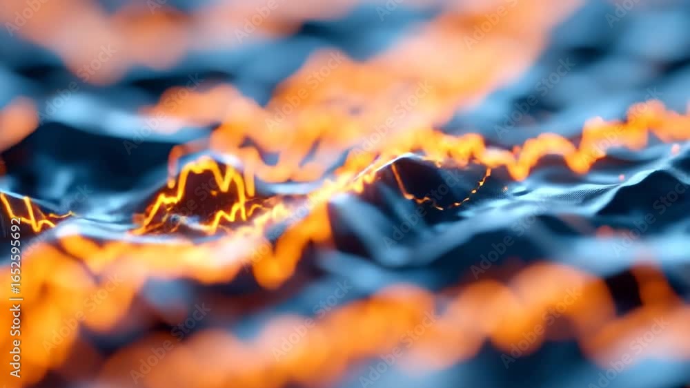Poster abstract orange wave analysis: captivating digital rendering that highlights a vibrant wave pattern,