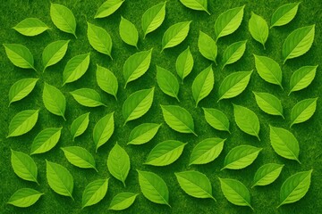 Fototapeta premium Fresh spring landscape showcasing vivid green leaves seen from the top