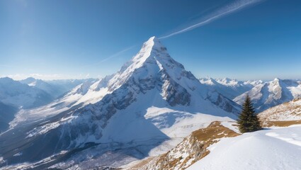 Scenic Mountain View SnowCapped Summit