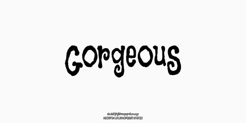 Gorgeous is a hand-drawn playful brush display typeface with whimsical curls and textured edges — perfect for branding, packaging, kids’ products, greeting cards, posters and headlines.sans.