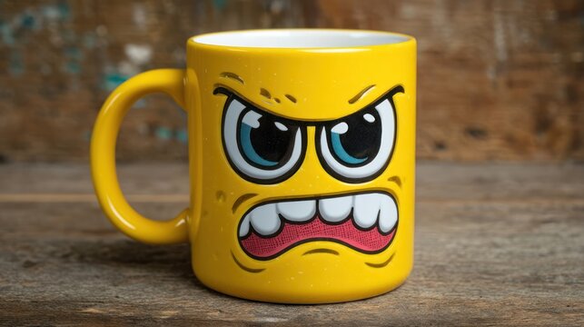 HumorousNo Talk Before Coffee mug with grumpy morning dad (vibrant yellow)
