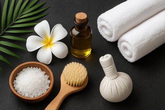 Relaxing spa scene featuring a tropical-themed ambiance