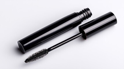 Mascara tube with wand on white
