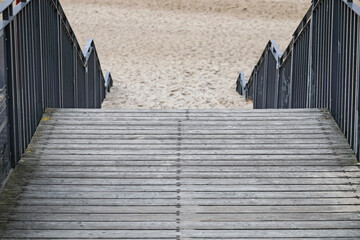 These wooden stairs lead from the town of Mielno in Poland to the beach by the sea