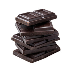 Stack of dark chocolate bars on transparent background