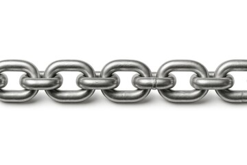 Close-up of a substantial silver chain against a white background