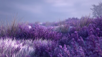 Fototapeta premium Realistic stock photo of '3d environment' scene using lavenders tones, conveying a exciting mood, tailored for Game developers.