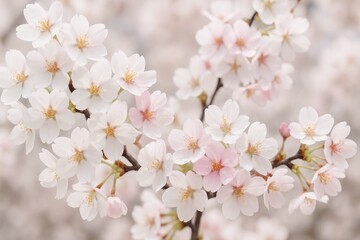 Springtime Cherry Blossom Display in White and Pink Hues