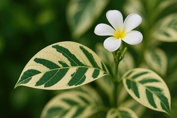 Obraz premium Green and white-colored Parigata leaf native to Southeast Asia