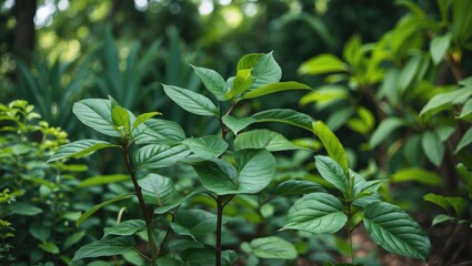 Obraz premium Garden with a Selection of Leaves
